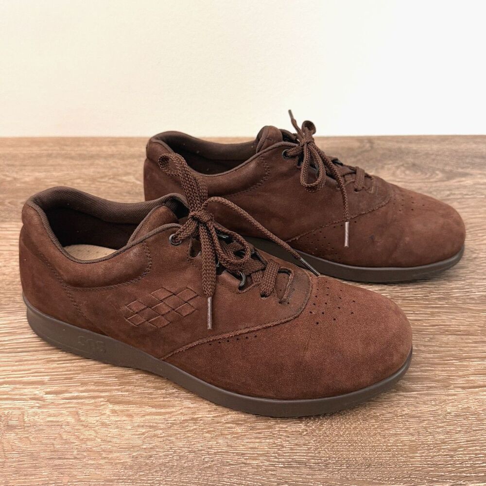 SAS Tripad Comfort Walking Shoes Womens 8.5 Brown Nubuck Leather Lace Up USA